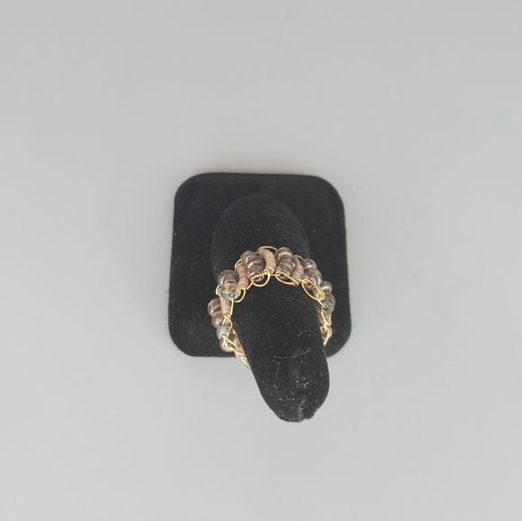 Gold and Peach Beaded Ring - Picture 8 of 8